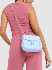 حقيبة كتف بإبزيم على شكل حدوة حصان - أزرق جليدي