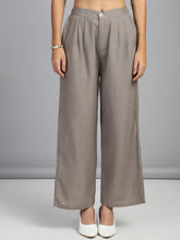 relaxed straight fit high rise pleated trousers