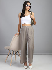 relaxed straight fit high rise pleated trousers