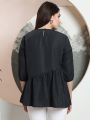 casual puff sleeves solid women top 1