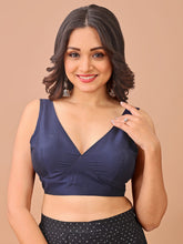 Navy Blue colour tafetta sleeveless blouse