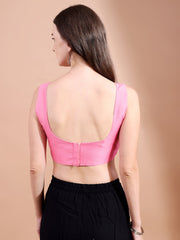 Two tone pink colour tafetta sleeveless blouse
