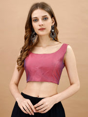 Pink colored sleeveless tafeta blouse