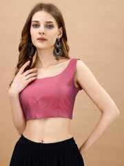 Pink colored sleeveless tafeta blouse