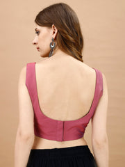 Pink colored sleeveless tafeta blouse