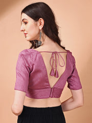 Pink colored half sleeves v neck blouse
