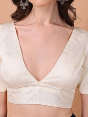 White colored half sleeves v neck blouse