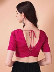 Pink colored half sleeves v neck blouse