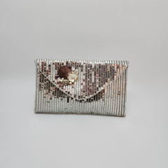 Adwita - Embroidered Bag In Silver Shade