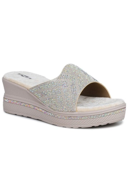 Shezone - Fashion Open Back Sandal 2 inches Wedge Heels