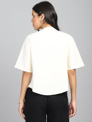 regular fit solid mandarin collar casual shirt 1