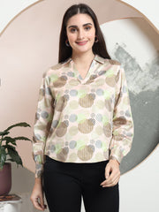 trendy printed v neck top for women 1