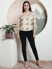 trendy printed v neck top for women 1