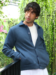 Mens Aegean Blue Utility Knit Jacket