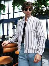 Striped-Dobby Bomber Jacket