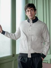 Mens Cloud Grey Tactile Utility Bomber Jacket