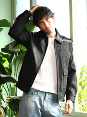 Zip-Front Crease-Tactile Jacket