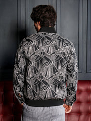 Stroke-Jacquard Bomber Jacket
