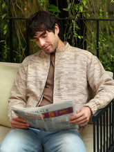 Lined-Jacquard Bomber Jacket