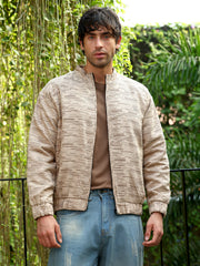 Lined-Jacquard Bomber Jacket