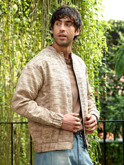 Lined-Jacquard Bomber Jacket