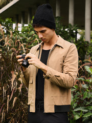 Zip-Front Geometric-Jacquard Jacket