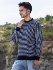 كنزة صوفية محبوكة بنسيج متباين