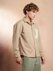 قميص واسع مزين برقعة مربعة