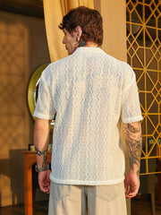 Swirl Open-Knit Resort Shirt