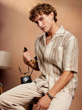 قميص مخطط مفتوح الحياكة واسع