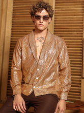 Campus Sutra - Metallic Shawl Collar Oversized Shirt