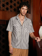 Multitrack-Striped Utility Shacket