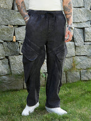 Dark-Wash Modular-Utility Denim Jeans