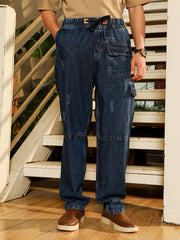 Dark-Wash Utility Denim Jeans