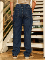 Dark-Wash Utility Denim Jeans