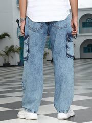 Light-Distressed Utility Denim Jeans