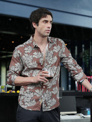 Contrast-Sunflower Imprint Shirt