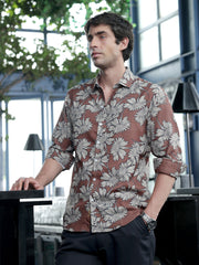 Contrast-Sunflower Imprint Shirt