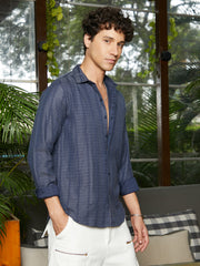 Contrast-Weave Relaxed Shirt