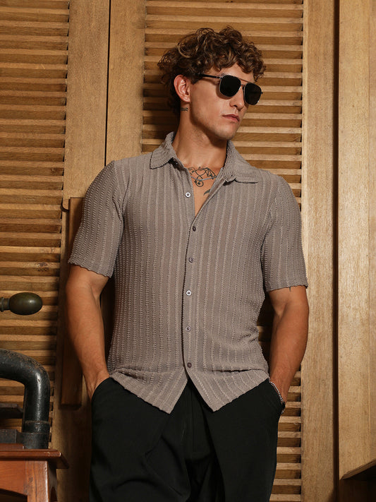 Cross-Stitch Stripe Knit Shirt