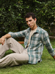 Button-Down Ombre-Plaid Shirt