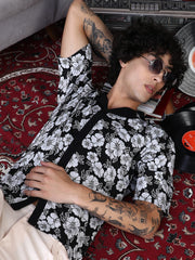 Bloom-Imprint Cuban-Polo Shirt