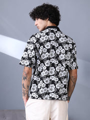 Bloom-Imprint Cuban-Polo Shirt