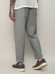 Mens Moon Grey Solid Tailored Trousers