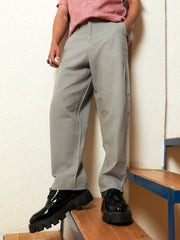 Mens Moon Grey Tailored Linen Blend Trousers