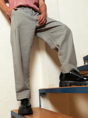 Mens Moon Grey Tailored Linen Blend Trousers