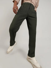 Mens Forest Green Textured Graph Check Trousers