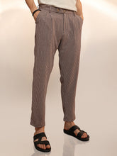 Mens Mocha Brown Striped Tailored Trousers