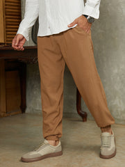 Solid Belted Cargo Pants