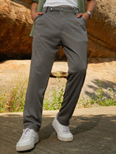 Mens Ash Grey Micro Check Chino Trousers